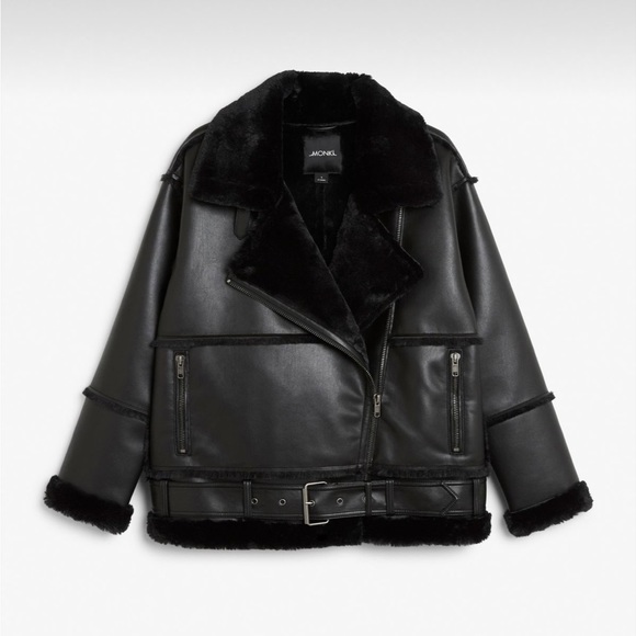 Monki Jackets & Blazers - Monki Black Shearling Faux Fur Coat